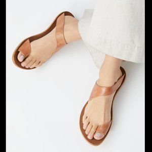 CYDWOQ Leather Thong Sandal, Size 39 Euro/9 US
